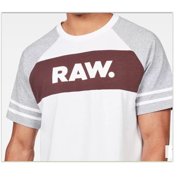NWT G Star Raw BEATAL Loose Raglan Logo Tee, White/Grey Heather XL - Picture 1 of 5